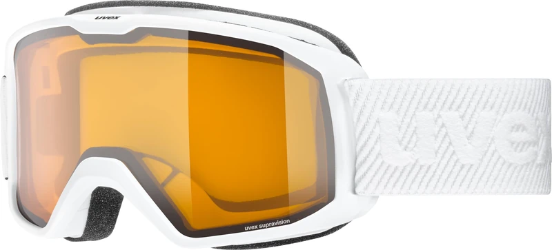 uvex Element LGL - Ski Goggle for Men and Women - Contrast Enhancing - Extended Field of Vision & Anti-Fog Coating - White/Lasergold Lite-Clear - One Size