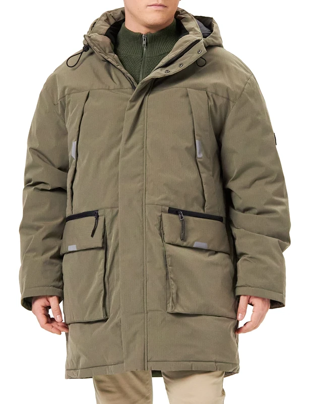 TOM TAILOR Denim Men's 1032436 Parka, 10415 - Dusty Olive Green, L