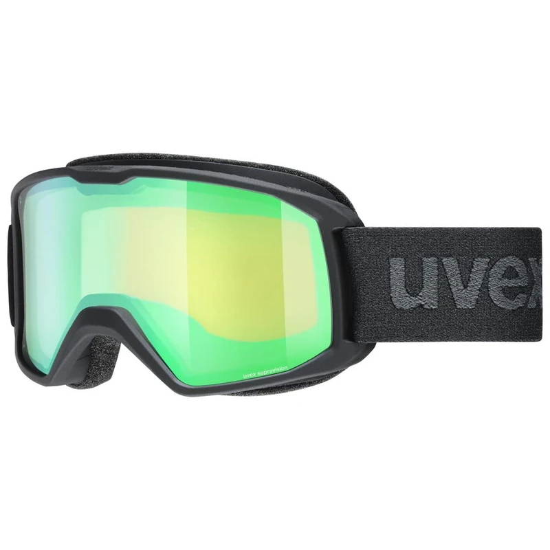 uvex Element FM - Ski Goggle for Men and Women - Extended Field of Vision & Anti-Fog Coating - Optimal Frame Ventilation - Black Matt/Green-LGL - One Size