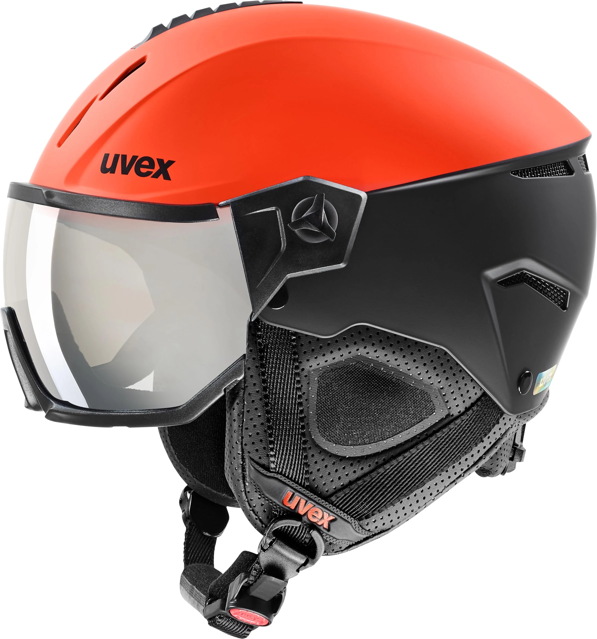uvex Instinct Visor - Ski Helmet for Men and Women - Visor - Individual Fit - Fierce Red - Black Matt - 53-55 cm