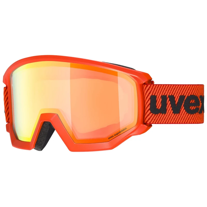 uvex Athletic FM - Ski Goggle for Men and Women - Extended Field of Vision & Anti-Fog Coating - Optimal Frame Ventilation - Fierce Red/Orange-Orange - One Size
