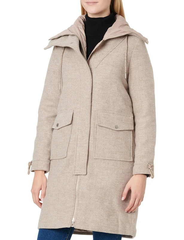 TOM TAILOR Women's 1032470 Jacket, 30284 – Offwhite Beige Twill Structure, M