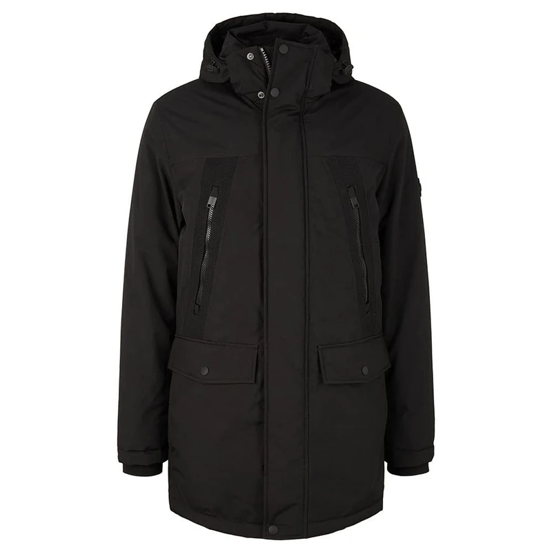 TOM TAILOR Men's Parka with Hood 1033673, 29999 - Black, XL