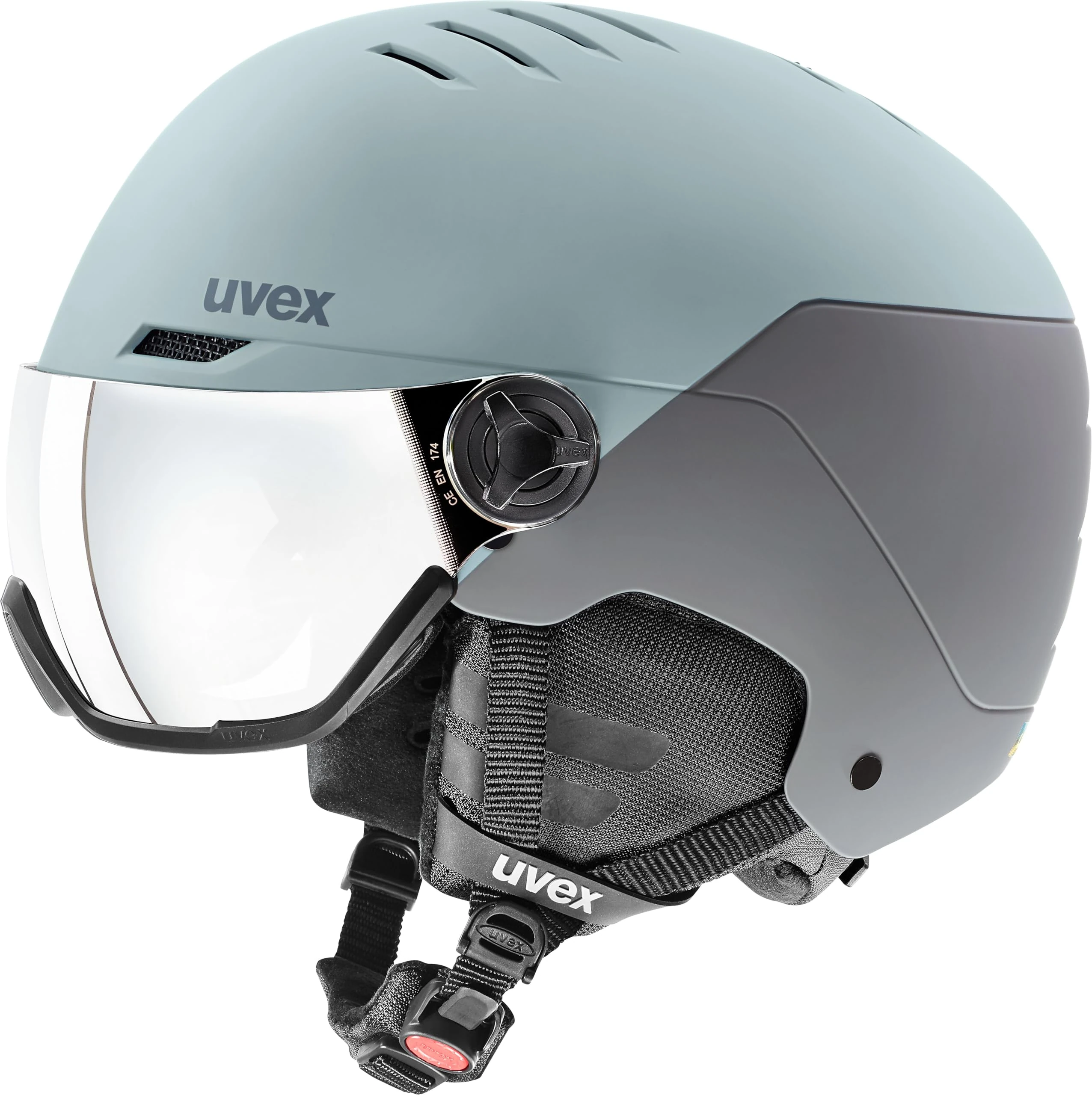 uvex Wanted Visor - Ski Helmet for Men and Women - Visor - Individual Fit - Glacier - Rhino Matt - 58-62 cm