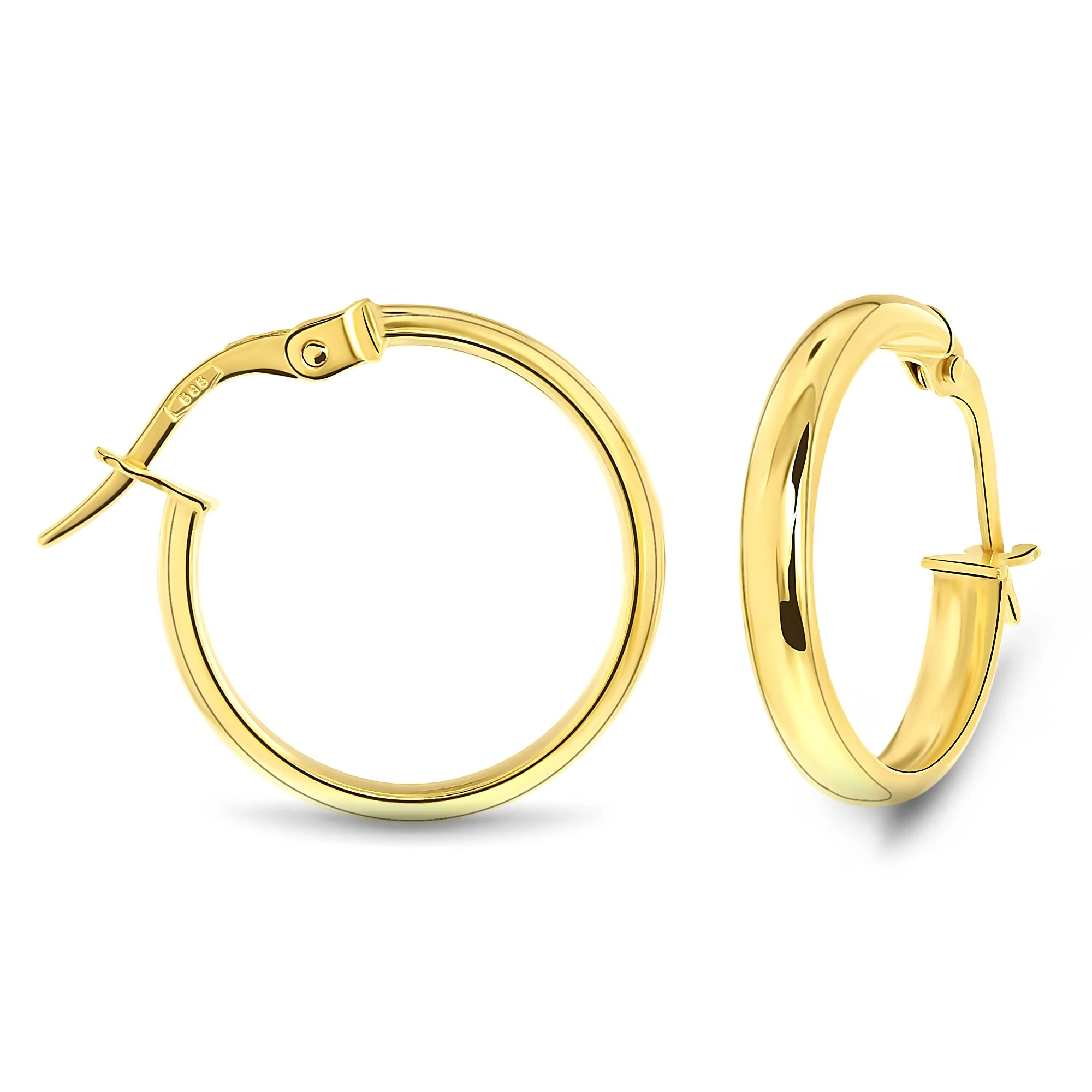 Miore Jewellery for Women–14K Yellow Gold 585- Hoop Earrings for Women, Solid Gold Earrings, Gold Hoops, Hypoallergenic Earrings Handmade in Italy, Delivered in Jewellery Box