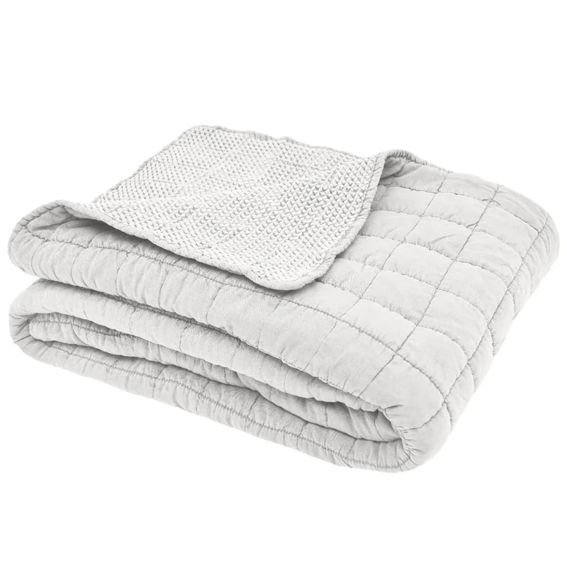 Sleepdown Quilted Waffle Throw Over Sofa Bed Super Soft Warm Cosy Luxury Blanket Bed Bedspread - Natural - 200cm x 150cm,5056242894315