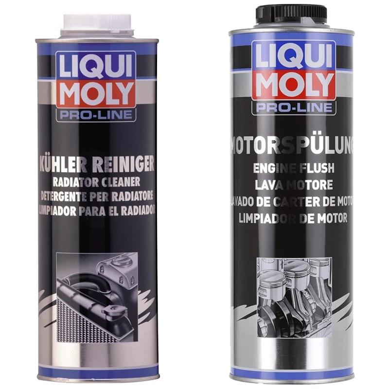LIQUI MOLY 5189 Pro-Line Radiator Cleaner 1 L - Black & 2425 Pro-Line Engine Flush - Image 1