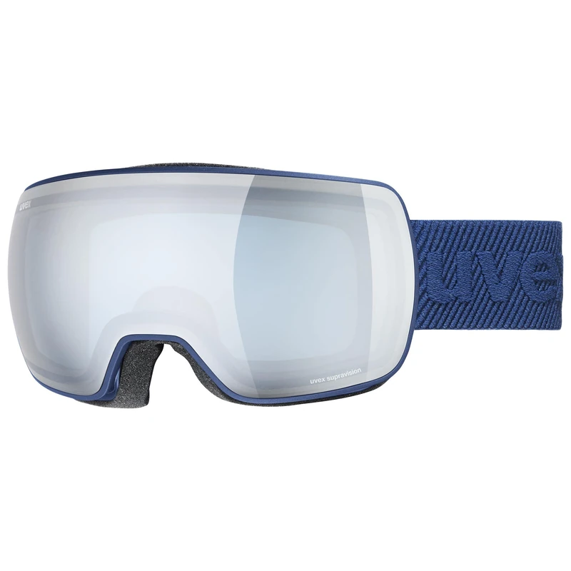 Uvex Compact FM - Ski Goggle for Men and Women - No Distortion & Anti-Fog Coating - Distortion-Free Vision - Navy Matt/Silver-Blue - One Size