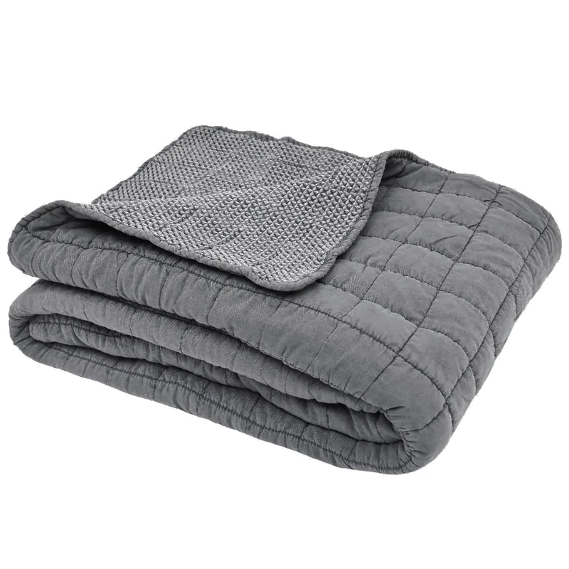 Sleepdown Quilted Waffle Throw Over Sofa Bed Super Soft Warm Cosy Luxury Blanket Bed Bedspread - Charcoal - 200cm x 150cm, Grey,5056242894308