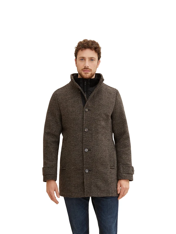 TOM TAILOR Men's 1032506 Wool coat, 30509 - Salt Pepper Wool, XXL