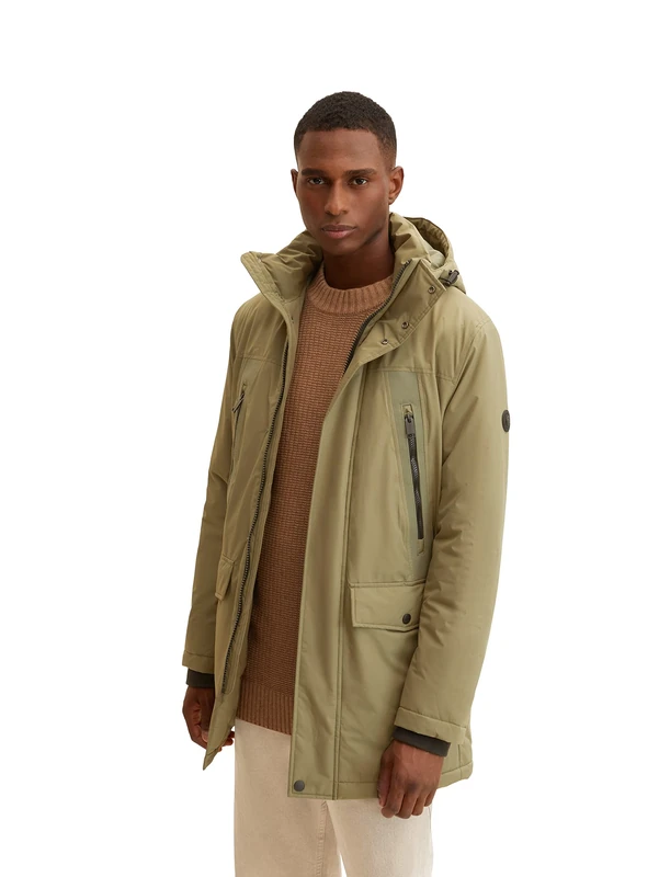 TOM TAILOR Men's Parka with Hood 1033673, 10415 - Dusty Olive Green, XXL