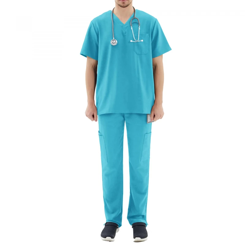 MISEMIYA Scrub Set Unisex Mz-046-059 Medical, Turquoise TRS, XL - Image 1