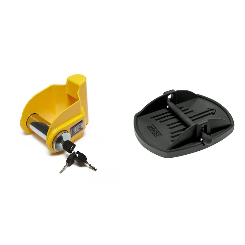 Maypole Stronghold 5412C Hitch Lock (Alko) - Sold Secure & MP4976 Caravan Jack Pad (Pack of 4) - Black