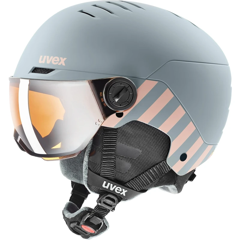 uvex Rocket jr Visor - Ski Helmet for Kids - Visor - Individual Fit - Rhino - Blush Matt - 51-55 cm
