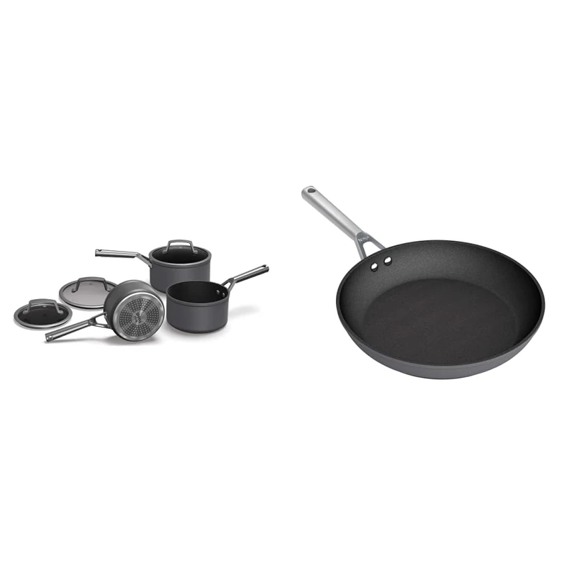 Ninja Foodi ZEROSTICK 3-Piece Pan Set, [C33000UK] Hard Anodised Aluminium, Induction Compatible & Foodi ZEROSTICK 24cm Frying Pan, [C30024UK] Hard Anodised Aluminium, Induction Compatible
