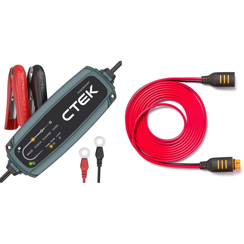 CTEK CT5 PowerSport battery charger for Motorcycle, Scooter, Quad Bike, Jetski and other Powersport vehicles & 56-304 Connect 2.5M Extension: extend the range of your charger