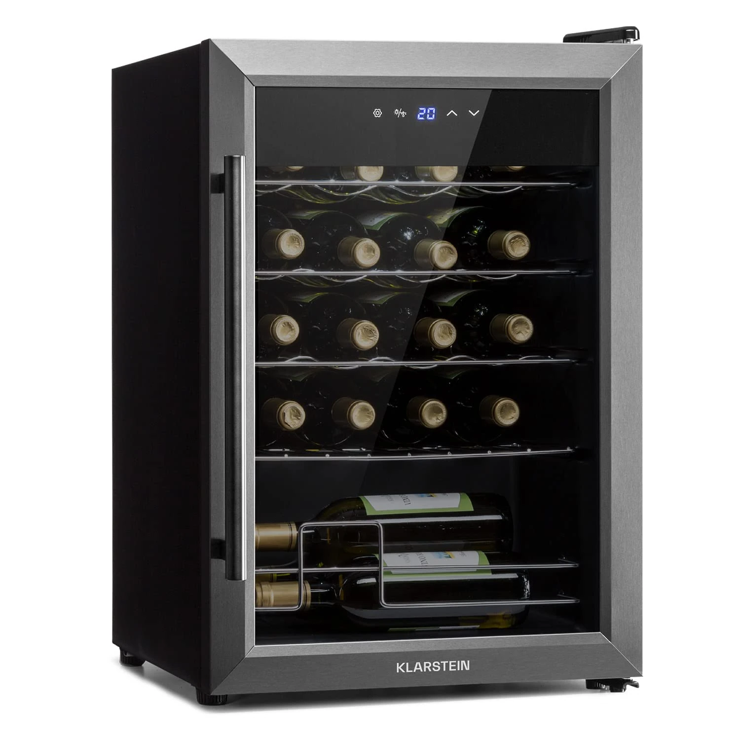 Klarstein Ultimo Uno Wine Fridge - 53L Wine Cooler with Touch Control, 5-18°C, Black