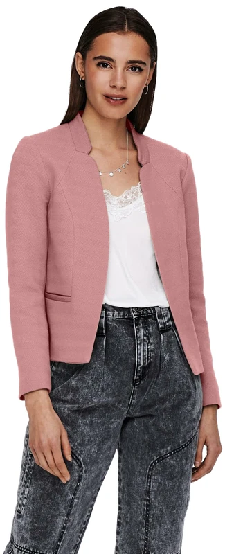 ONLY Women's ONLADDY-Linea L/S Short Blazer CC TLR Blazer, Withered Rose/Detail:Melange, S EU