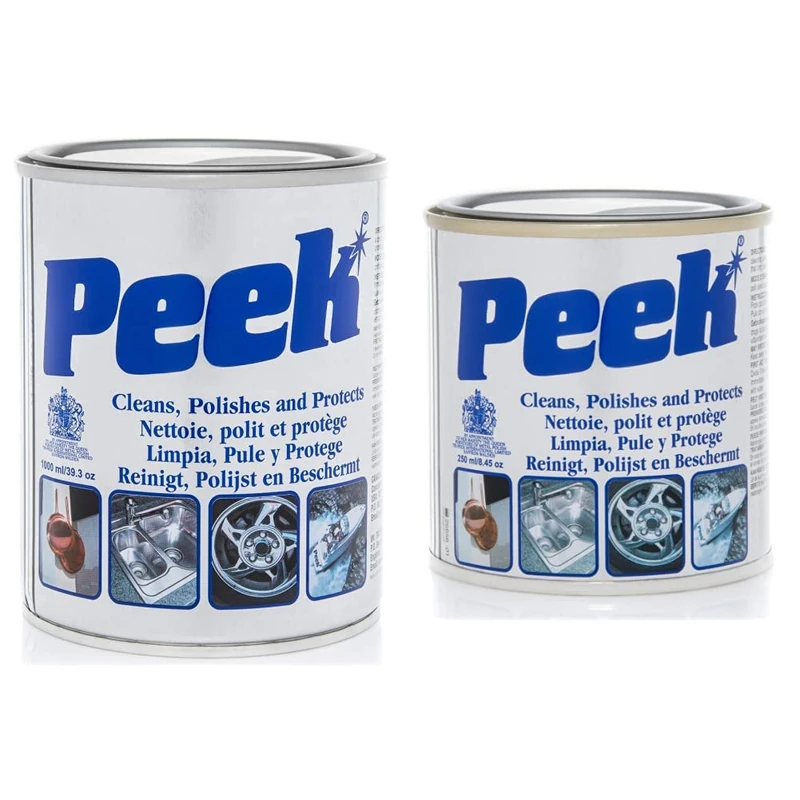 Peek 33300 Metal Polish Paste 1L & 33700 Metal Cleaner Polishing Compound Paste to Clean, Polish, Shine and Protect Stainless Steel, Silver, Chrome, Fibreglass and Ceramic, 250ML