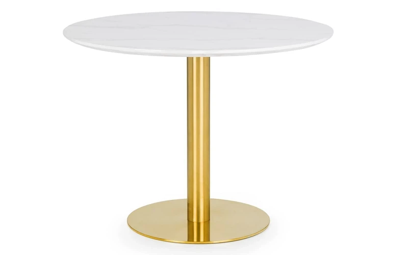 Julian Bowen Palermo Round Pedestal Table, White & Gold