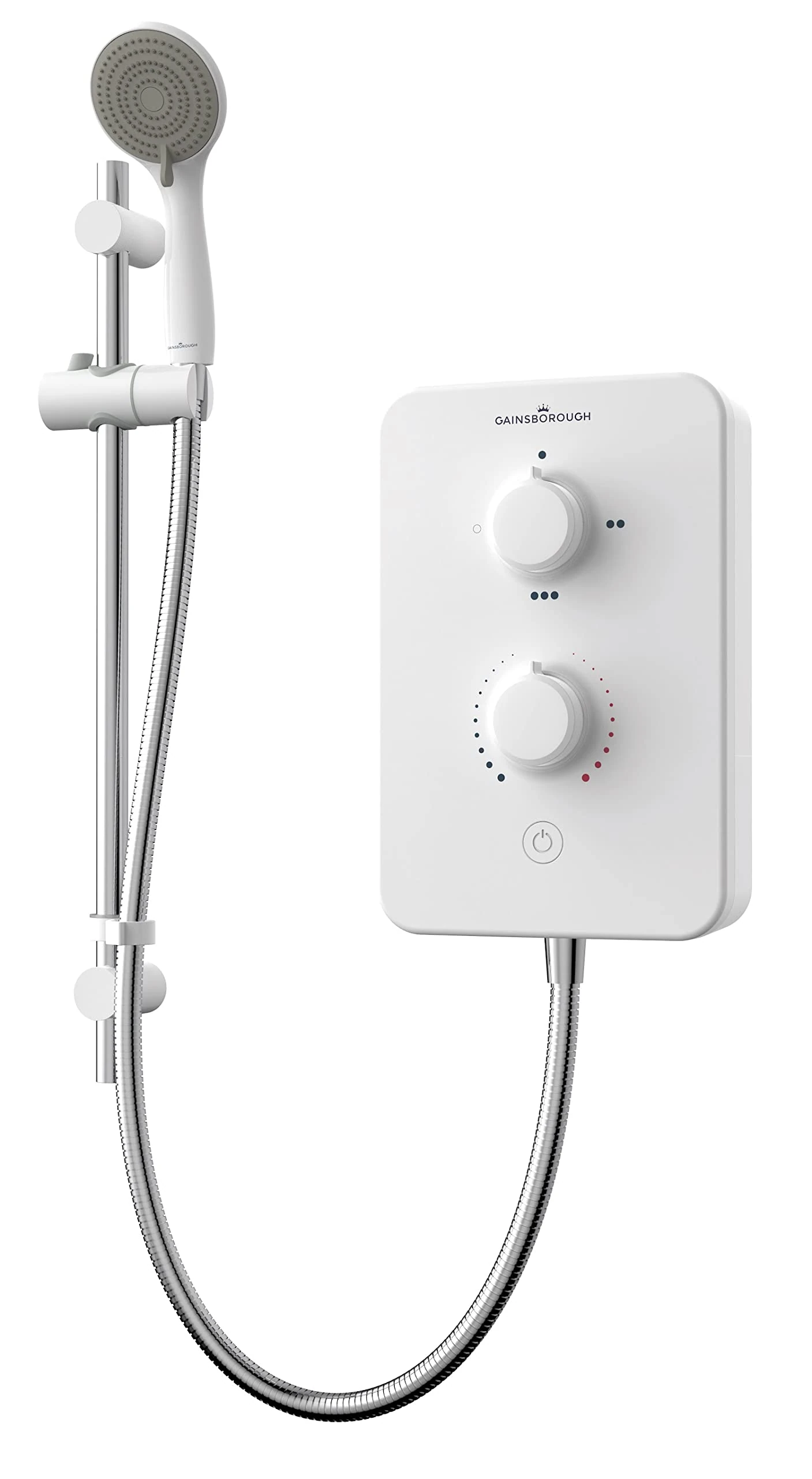 Gainsborough Slim Duo 8.5kW Electric Shower White 3 Spray Mode Head Adjustable Handset with Hose Rub Clean Nozzles Bathroom IPX4