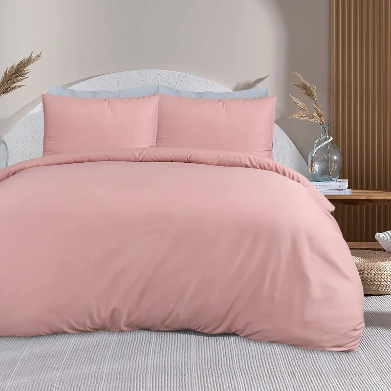 Sleepdown 100% Bamboo Plain Blush Pink Organic Duvet Cover Quilt Pillow Cases Bedding Set Soft Easy Care - Double (200cm x 200cm,5056242894995
