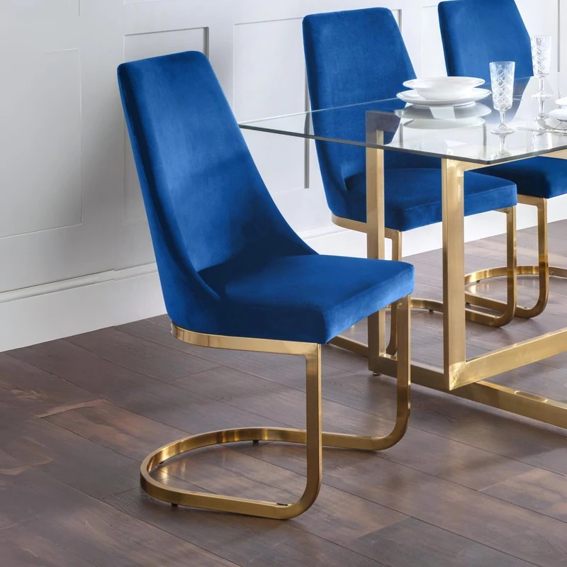 Julian Bowen Set Of 2 Vittoria Cantilever Dining Chairs, Blue