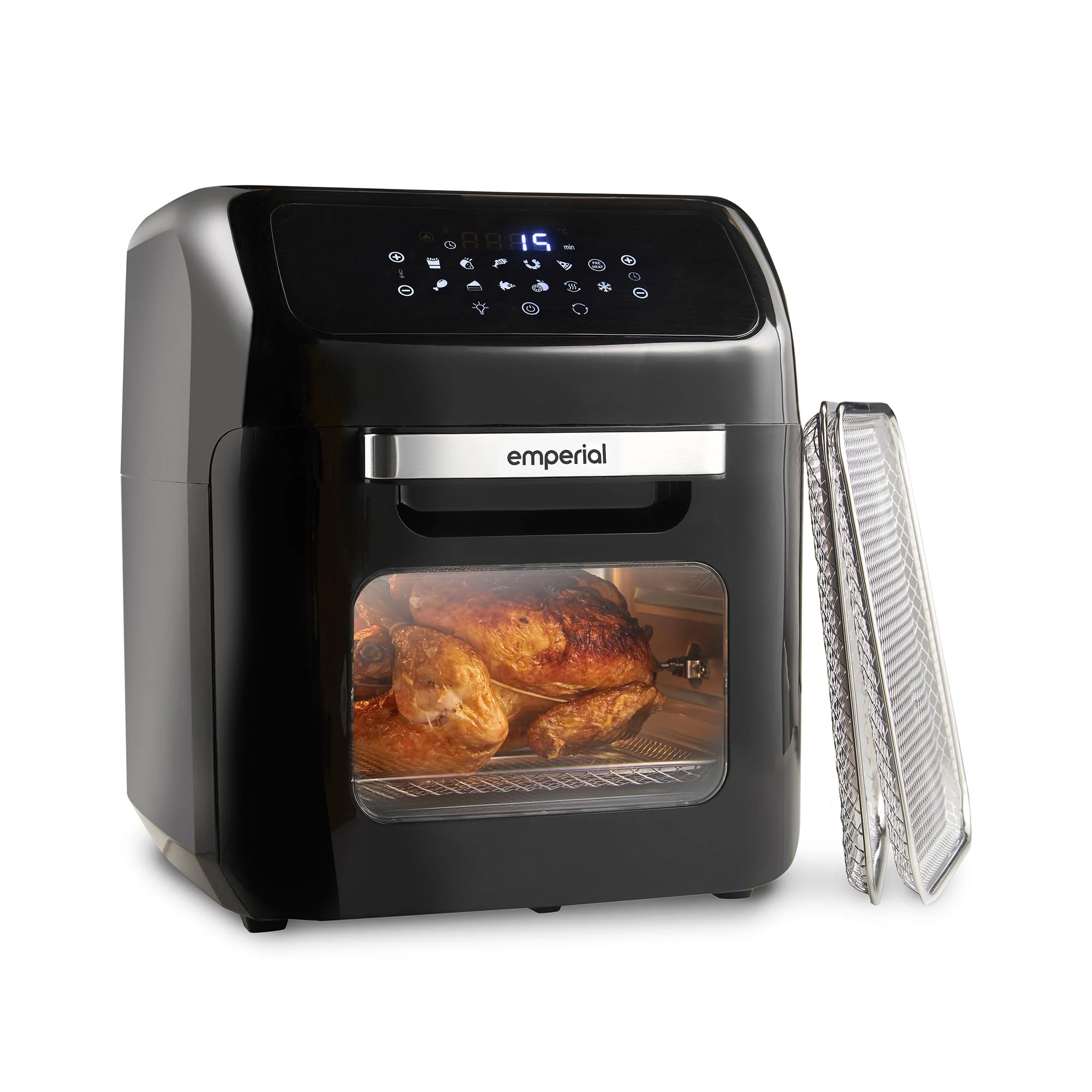 Emperial 12L Air Fryer Oven 1800W with Rotisserie, Dehydrator, Digital Display, Timer, 12 Pre-Set Modes and Adjustable Temperature Control for Healthy Oil Free & Low-Fat Cooking