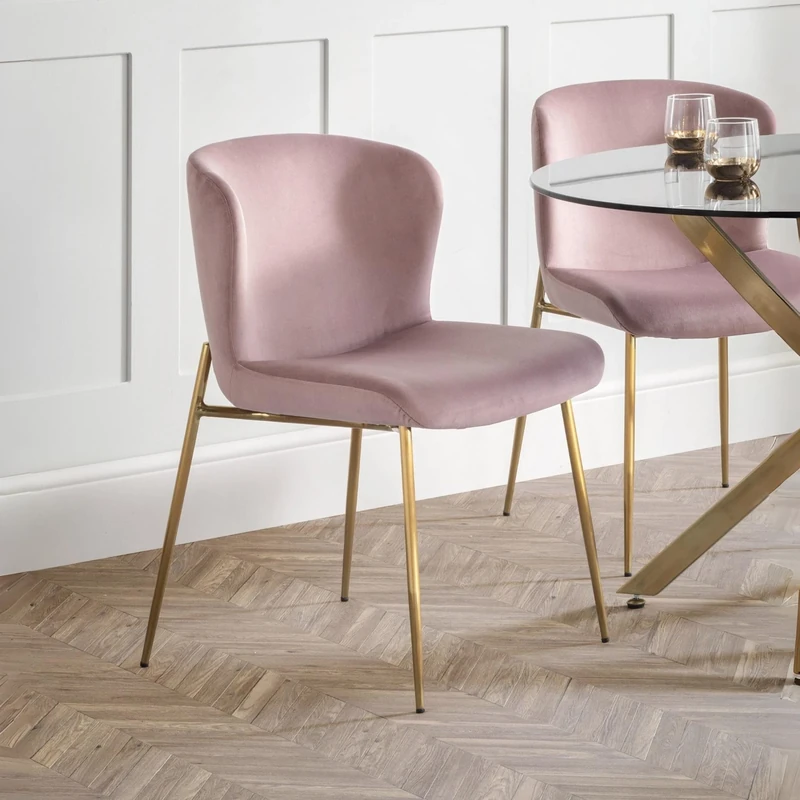 Julian Bowen Set Of 2 Harper Dining Chairs, Dusky Pink