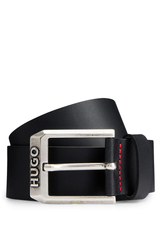 HUGO Mens Gelio-C Sz40 Leather belt with logo pin buckle - Image 1