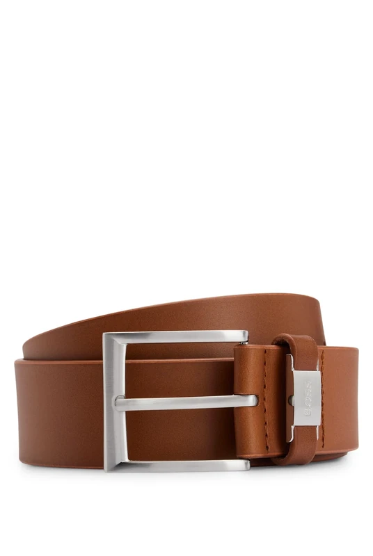 BOSS Mens Connio Branded-keeper belt in Italian leather