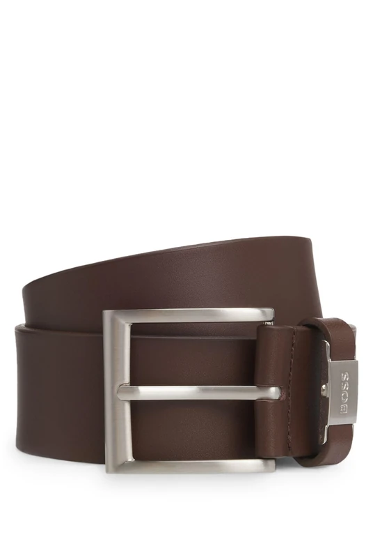 BOSS Mens Connio Branded-keeper belt in Italian leather