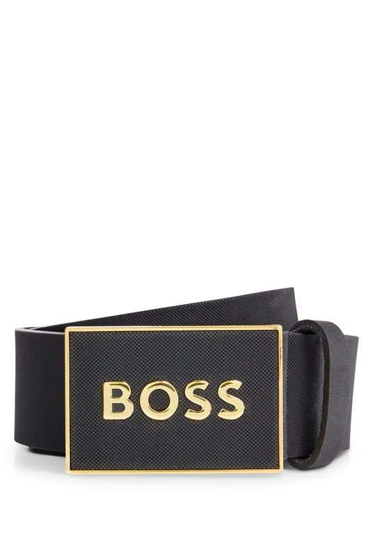 BOSS Mens Icon-S1 Plaque-buckle belt in Italian leather