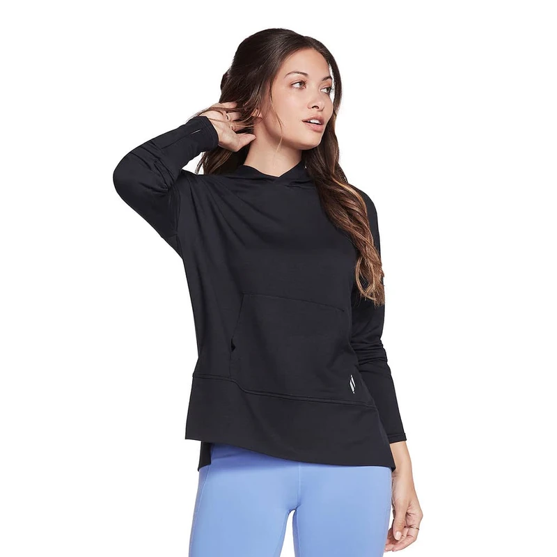 Skechers Women's Skechluxe Restful Long Sleeve Hoodie Hooded Sweatshirt, Bold Black, 3XL UK
