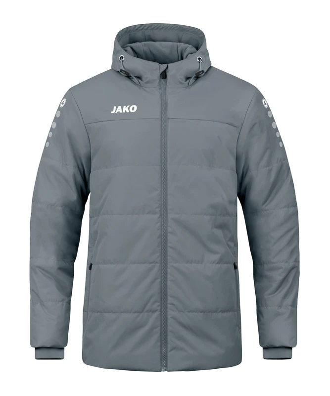 JAKO Men's Team Coach Jacket with Hood, Stone Grey, L