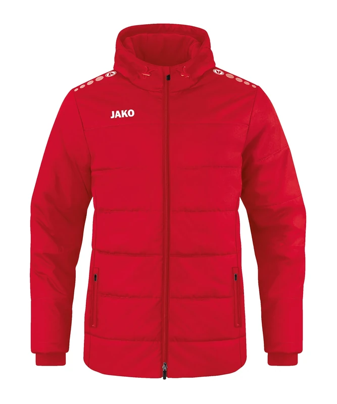 JAKO Men's Team Coach Jacket with Hood, red, M