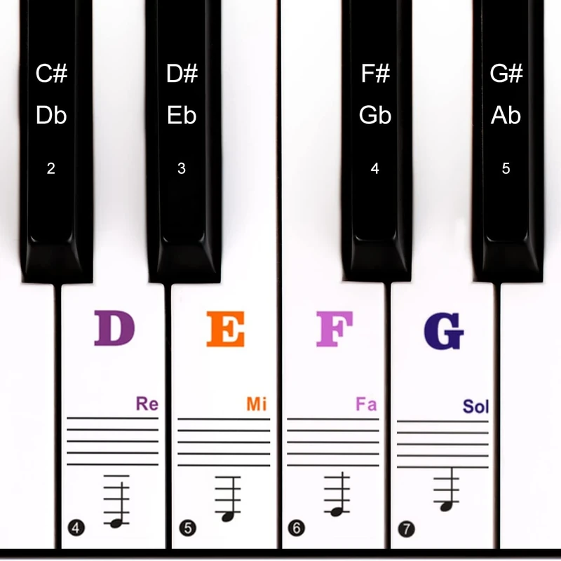 Piano Stickers, Piano Keyboard Stickers for 88/61/54/49/37 Keys, Transparent Removable Piano Keyboard Note Labels for White and Black Keys, for Beginners Kids Learn to Play