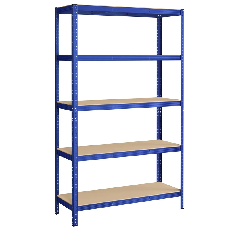 SONGMICS 5-Tier Shelving Unit, Steel Shelving Unit for Storage, Boltless Assembly, for Garage, Shed, Load Capacity 750 kg, 60 x 120 x 200 cm, Blue GLR060Q01