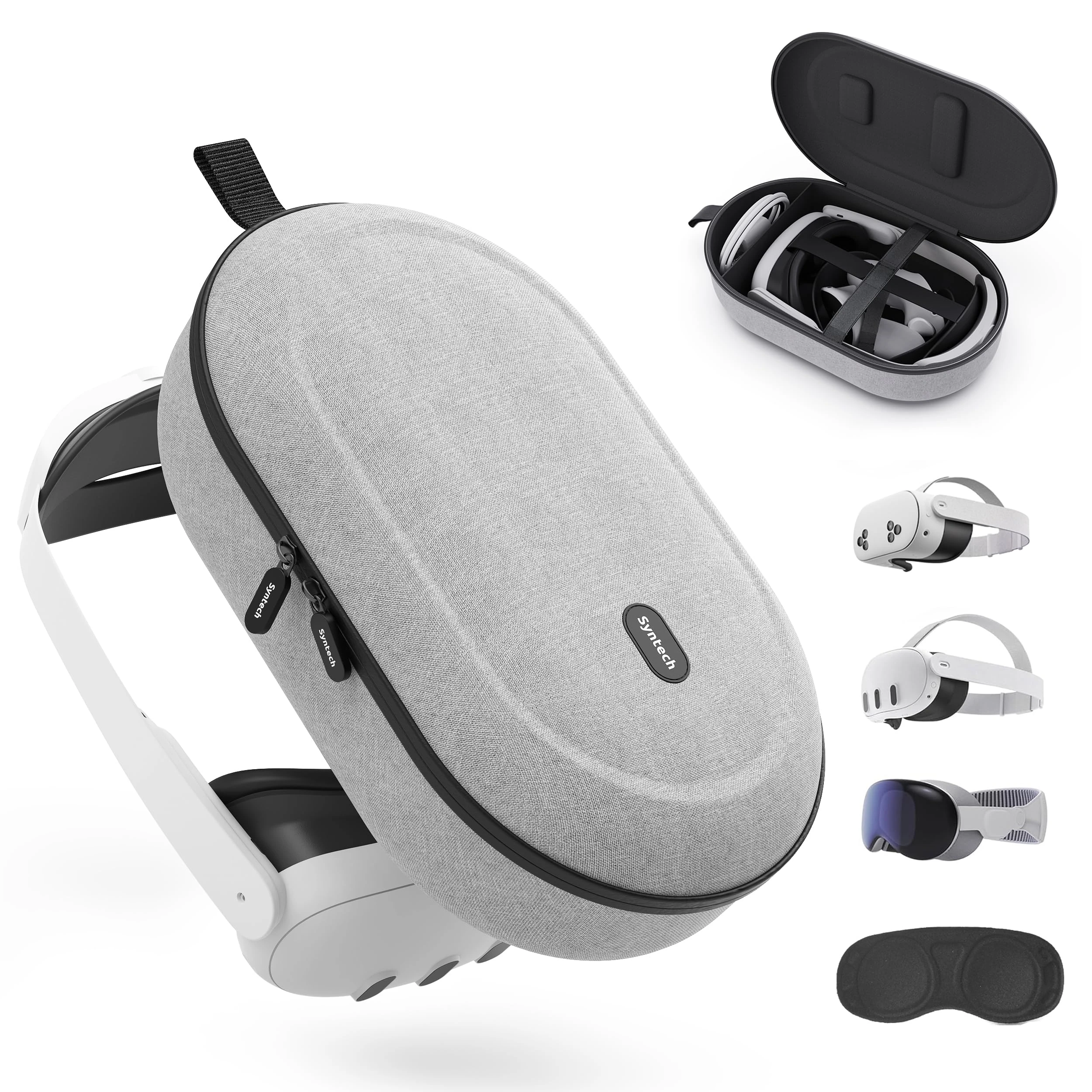Syntech Hard Carrying Case Compatible with Meta Quest 3S/Quest 3/Oculus Quest2/VP/Pico4, Accessories VR Gaming Headset with Elite Strap, Touch Controllers, Ultra-Sleek Design for Travel Storage, Gray