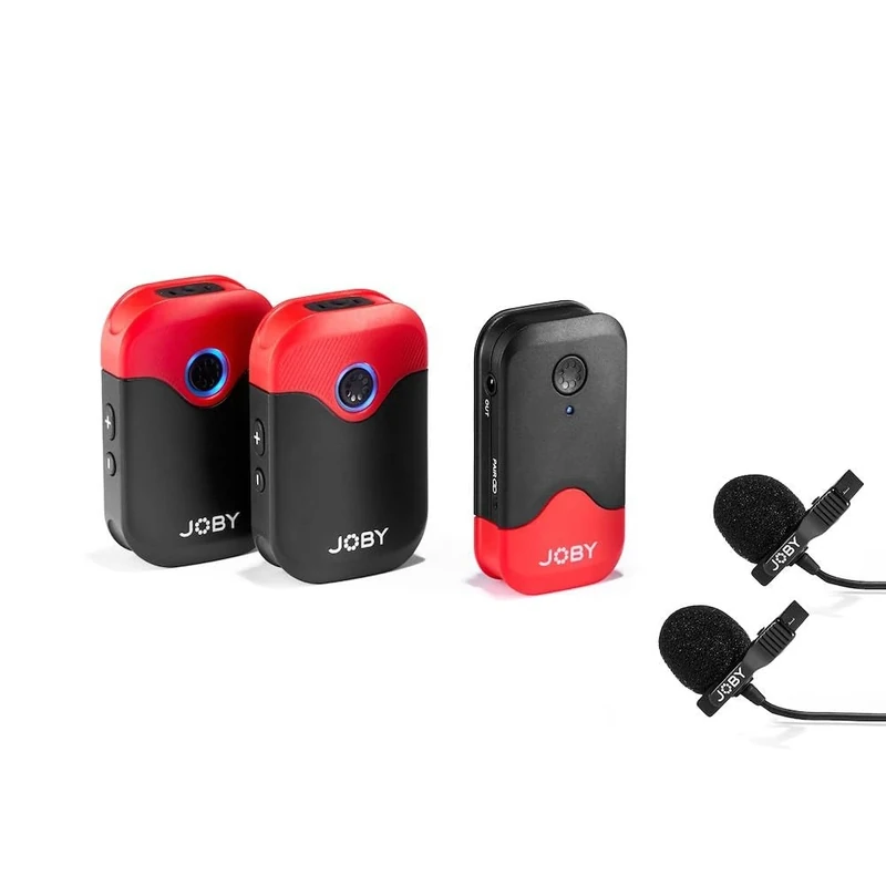JOBY Wavo AIR 2.4Ghz Wireless Microphone System with Two Transmitters Designed Mounting System, Vlogging, Filmmaking, Interview, Wireless Microphones, Smartphone, Camera