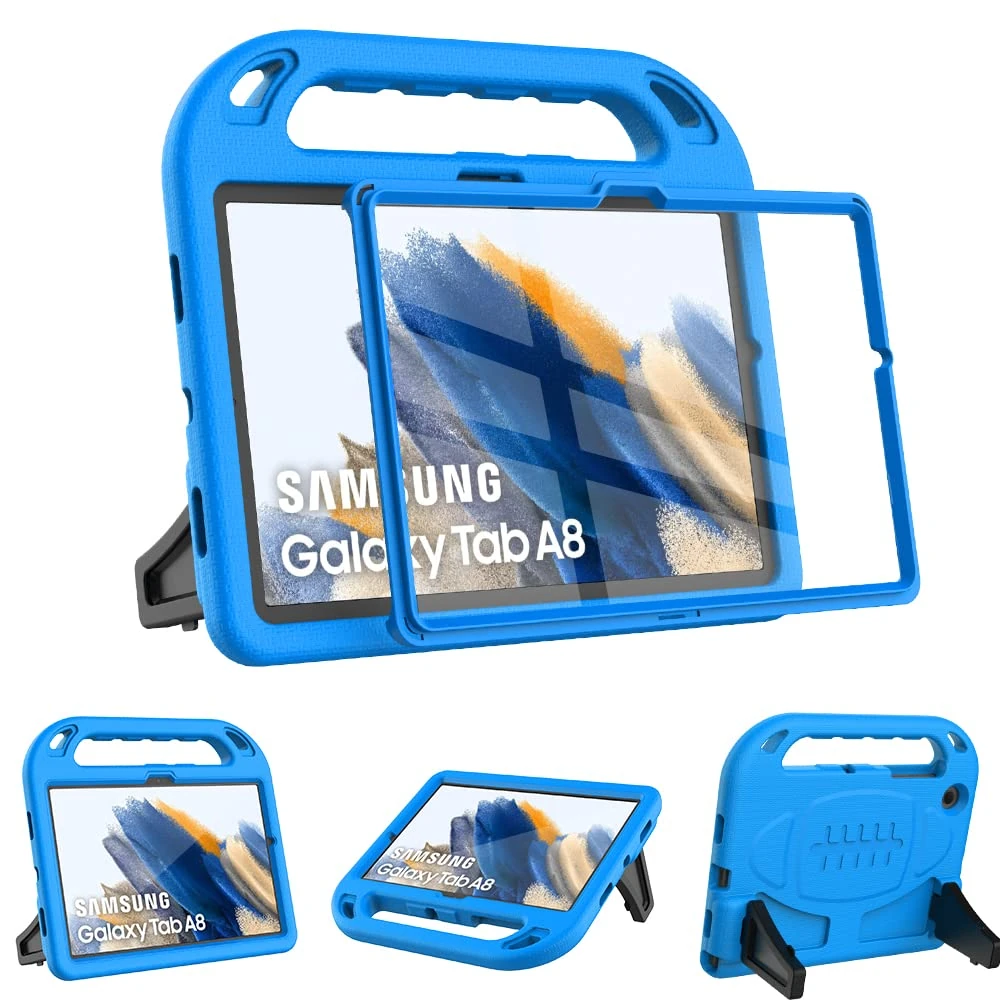 Surom Kids Case with Built-in Screen Protector for Samsung Galaxy Tab A8 10.5" 2022 (Model SM-X200/X205/X207), Shockproof Handle Stand Protective Case for Samsung Tab A8 10.5 Inch 2022, Blue