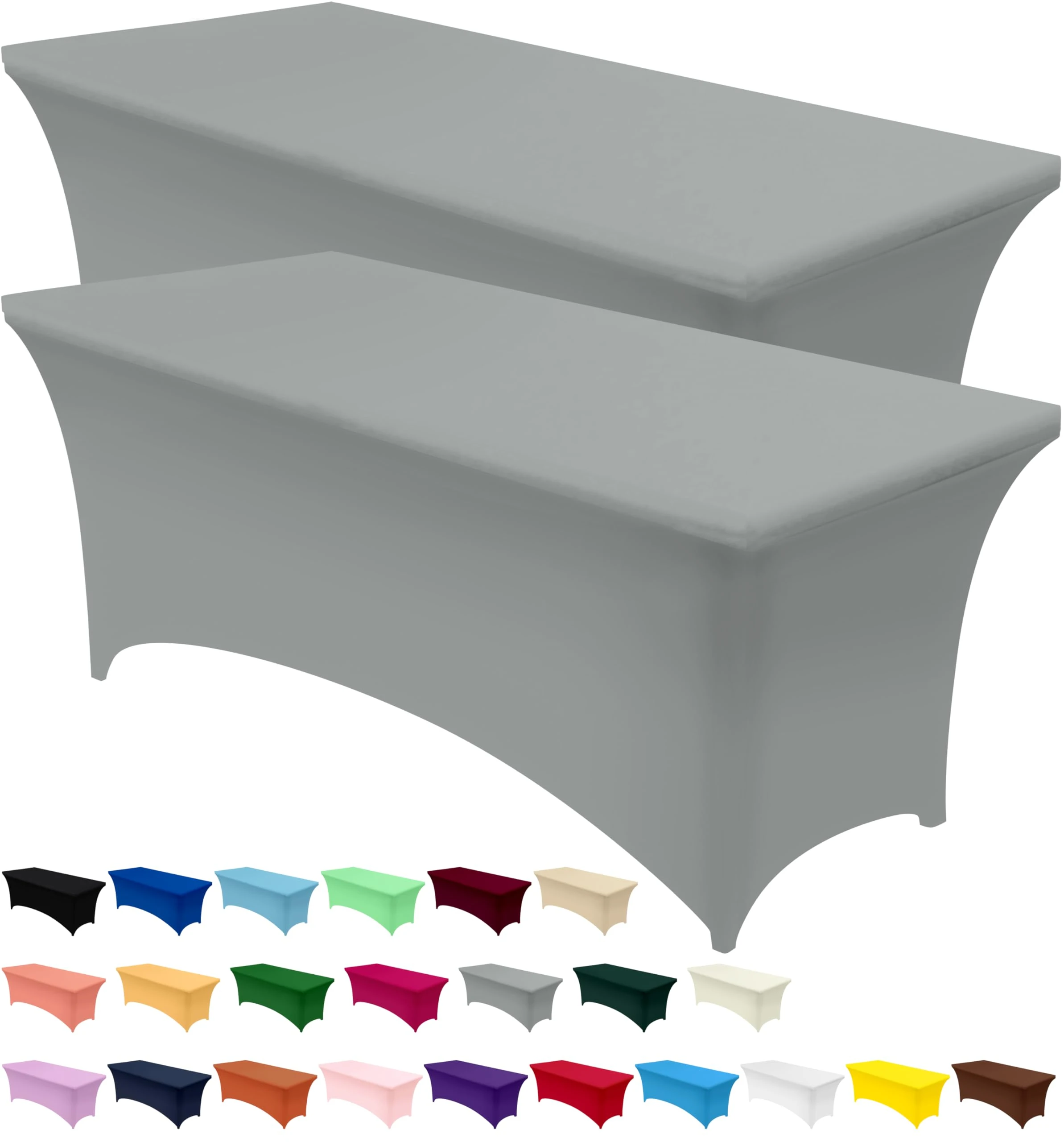 Utopia Kitchen Spandex Tablecloth 2 Pack [6FT, Grey] Tight, Fitted, Washable and Wrinkle Resistant Stretch Rectangular Patio Table Cover for Event, Wedding, Banquet & Parties [183Lx76Wx76H] cm