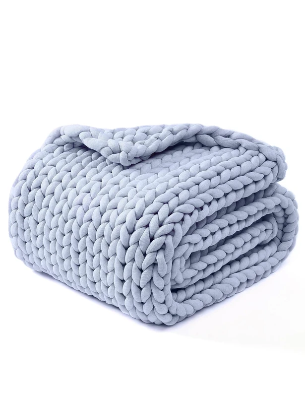 YNM Original Hand Knitted Throw Blanket | Soft, Breathable and Portable Medium-Weight Chunky Knit Throw for Couch, Sofa, Bed and More | Stylish Home Décor Piece (Lunar Grey, 100x130 cm)