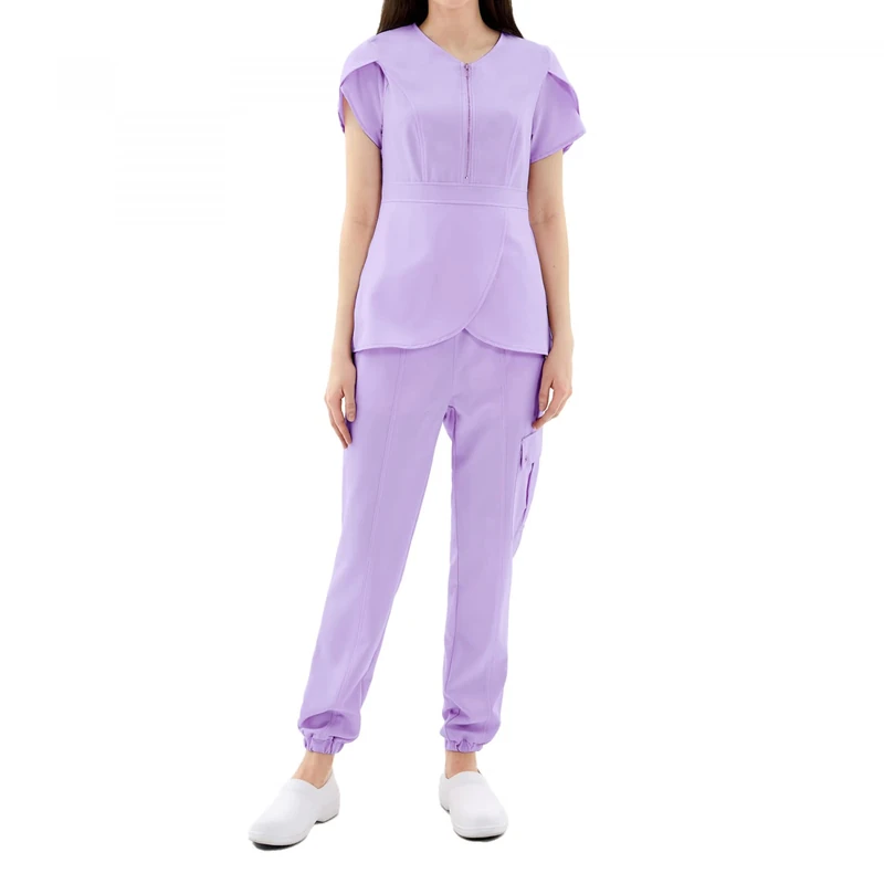 MISEMIYA Women's Sanitary Uniforms Mz-0056 Yoga Shirt, Lilac, XXL