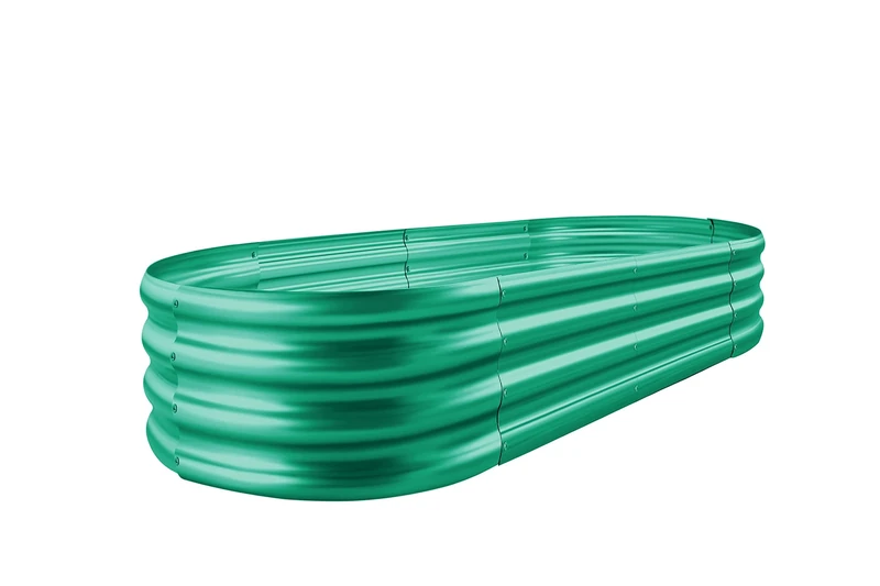Land Guard Galvanized Oval Large Metal Raised Garden Bed Kit, Planter Boxes for Vegetables 4 x 2 x 1ft (Green)