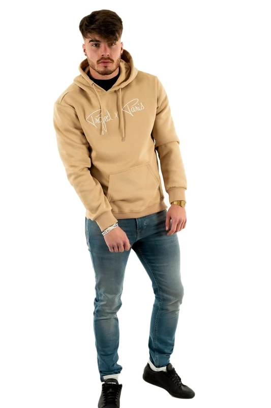 Project X Paris Men's Sweatshirt Beige Cotton and Polyester for Everyday Styling
