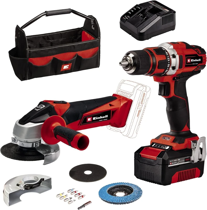 Einhell Power X-Change 18V Drill and Angle Grinder Set