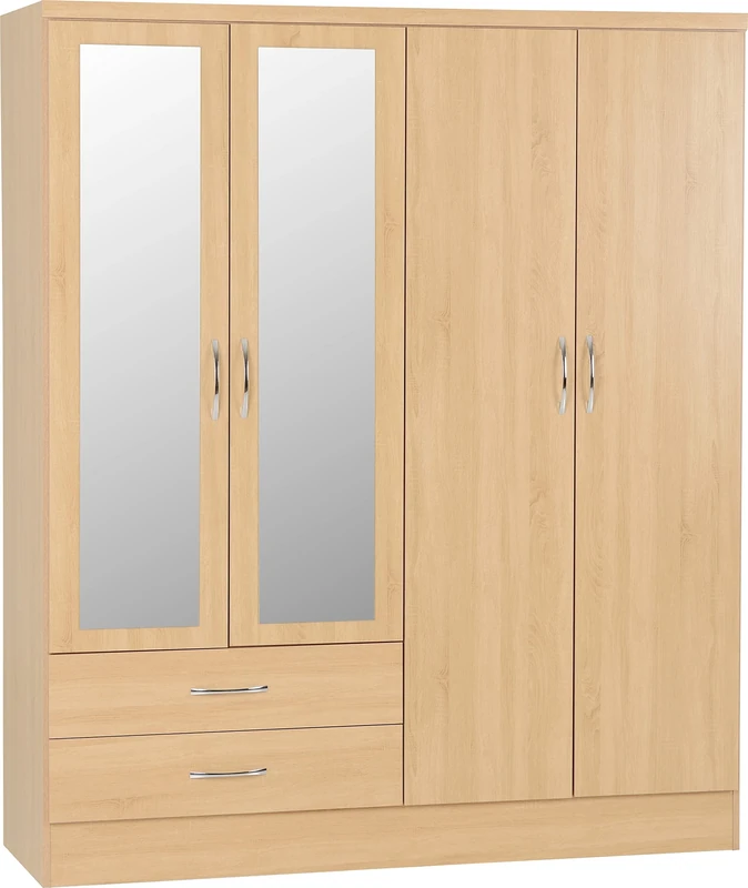 Seconique Nevada 4 Door 2 Drawer Wardrobe in Sonoma Oak Effect
