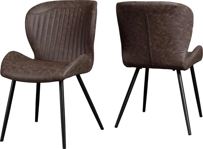 Seconique Quebec Dining Chair Set of 4 in Brown Pu