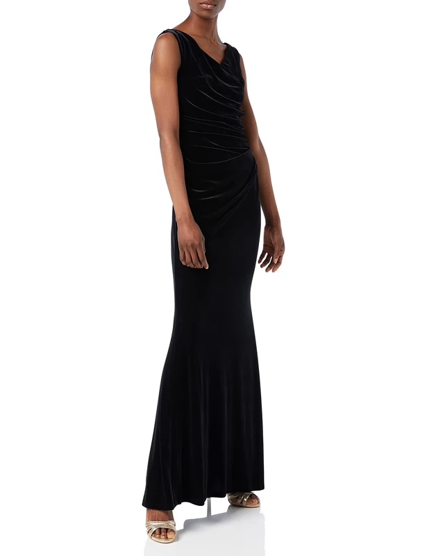 Gina Bacconi Women's Velvet Maxi Dress Cocktail, Black, 22